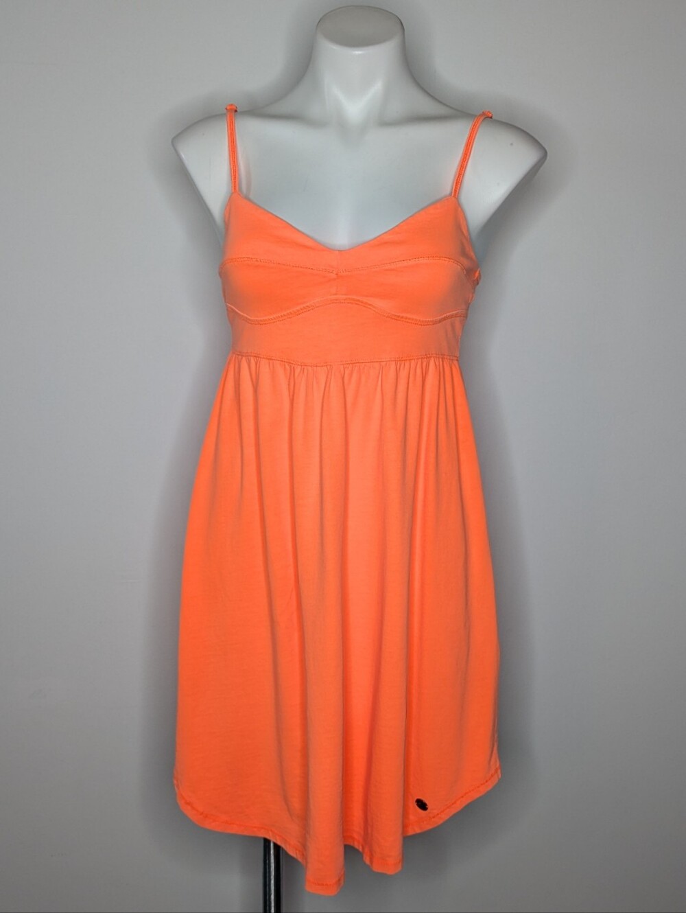 Aritzia TNA Neon Orange Sweetheart Neck Spaghetti Strap Cotton Skater Dress M
